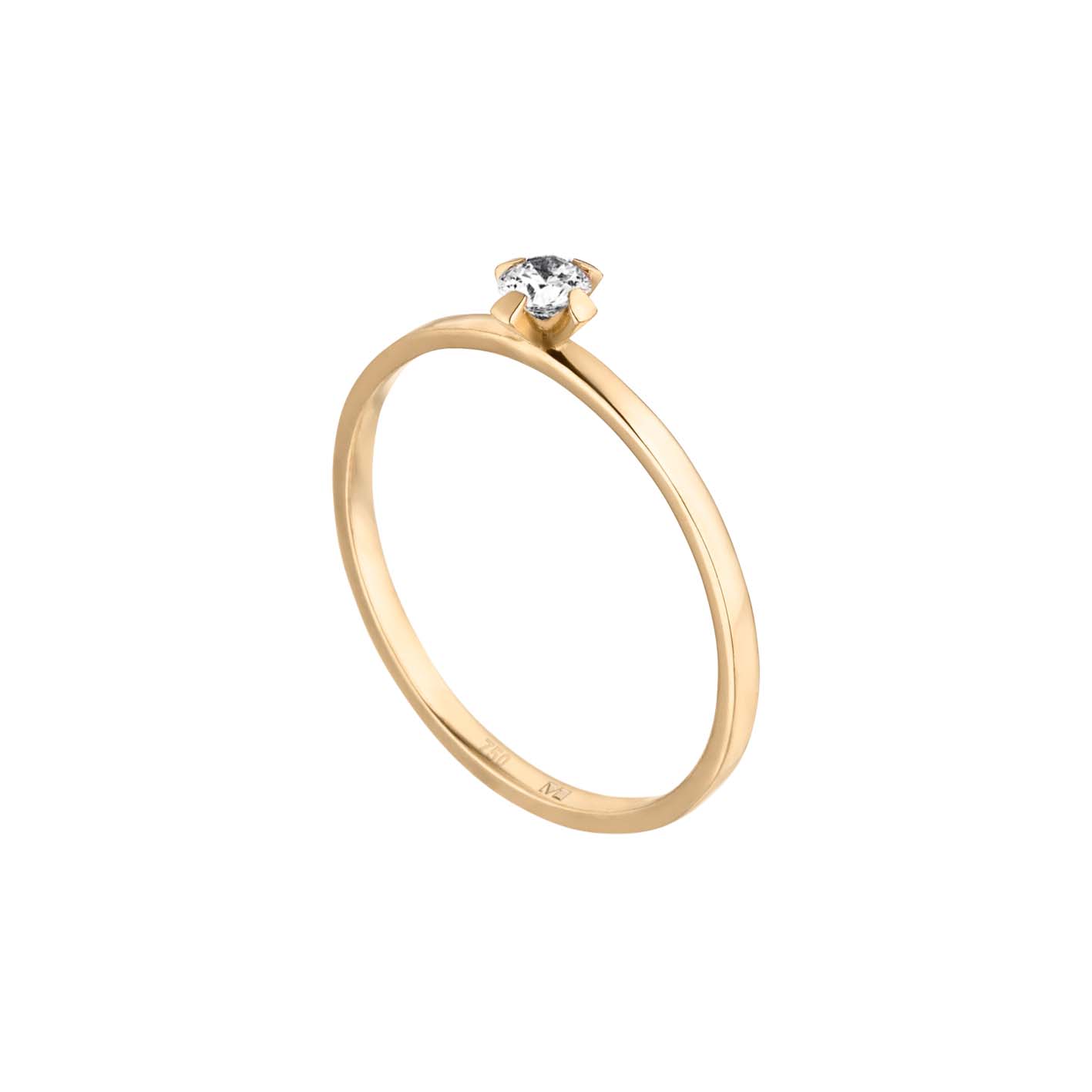 mini Solitaire Ring aus recyceltem Gold